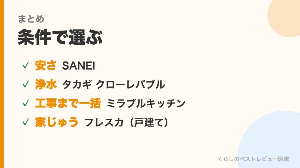 条件別の選び方のまとめ