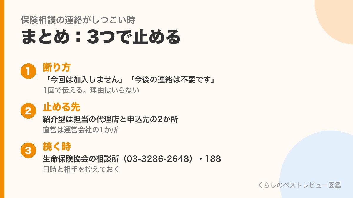 保険相談の連絡を止める3つのポイント(断り方・止める先・続く時)