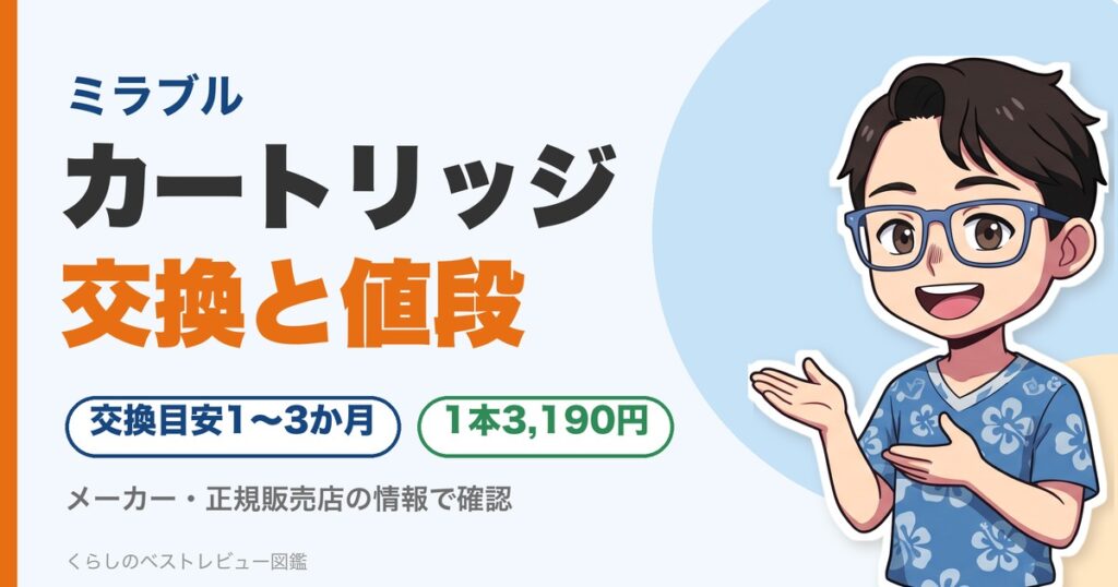 ミラブルのカートリッジの交換と値段のアイキャッチ