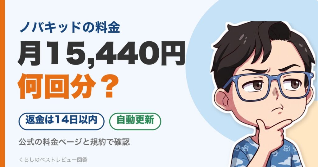 ノバキッドの料金：月15,440円の表示が何回分かを確認する記事のアイキャッチ