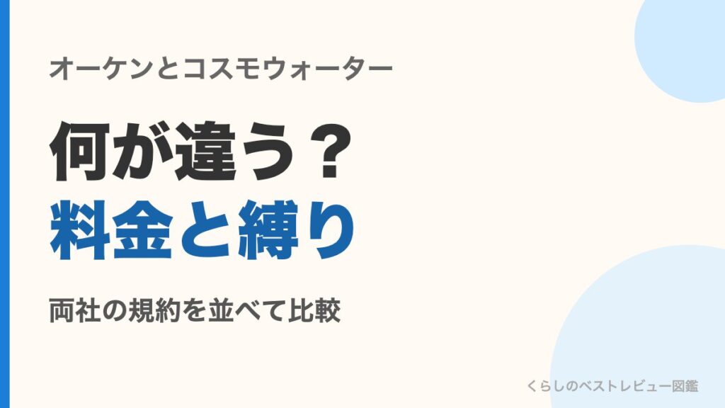 オーケンウォーターとコスモウォーターの違いは料金と縛り