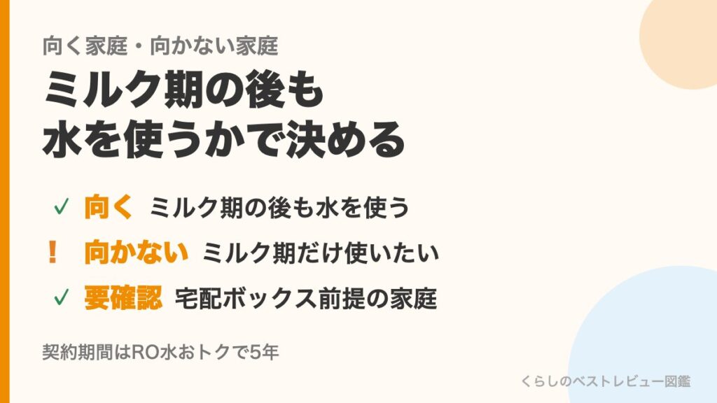 オーケンウォーターが向く家庭・向かない家庭