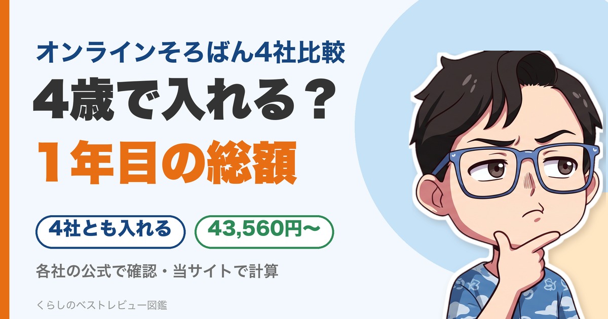 オンラインそろばん4社比較:4歳で入れる条件と1年目の総額のアイキャッチ