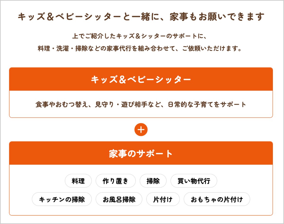 きらりライフサポートのキッズ&ベビーシッターと一緒に家事も頼める案内