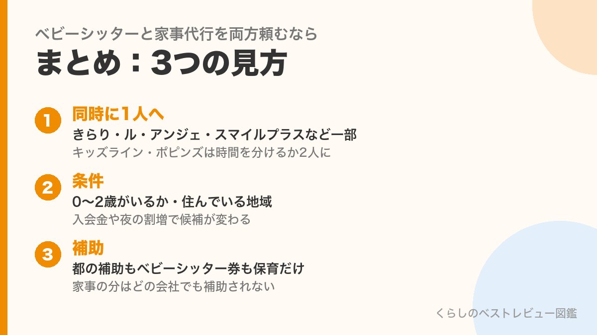 ベビーシッターと家事代行を両方頼む時の3つの見方